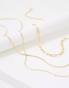 Biżuteria Damskie American Eagle AEO Core Necklace 3-Pack Złote | OWYCF4598