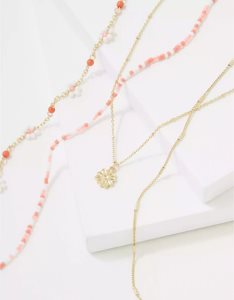 Biżuteria Damskie American Eagle AEO Coral Daisy Beaded Necklace 4-Pack Kolorowe | PRFQL0458