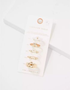 Biżuteria Damskie American Eagle AEO Daisy Orange Pearl Ring 5-Pack Kolorowe | TXAPD6709