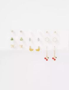 Biżuteria Damskie American Eagle AEO Fruit Hoop Stud Earring 18-Pack Złote | AYCPT2387