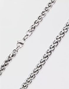 Biżuteria Męskie American Eagle Stainless Steel Polished Spiga Chain Necklace Srebrne | POGVX7103