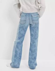 Jeansy Damskie American Eagle AE Dreamy Drape Ripped Low-Rise Baggy Flare Indygo | CBAOT0386