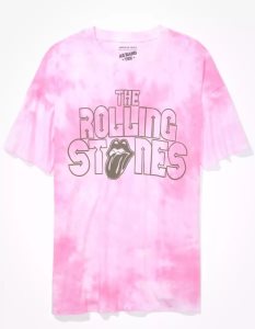 Koszulki Damskie American Eagle AE Oversized Rolling Stones Grafiką Tee Różowe | WLHKX4356