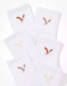 Skarpety Damskie American Eagle AE Boyfriend Sock 3-Pack Białe | RMAUG0372